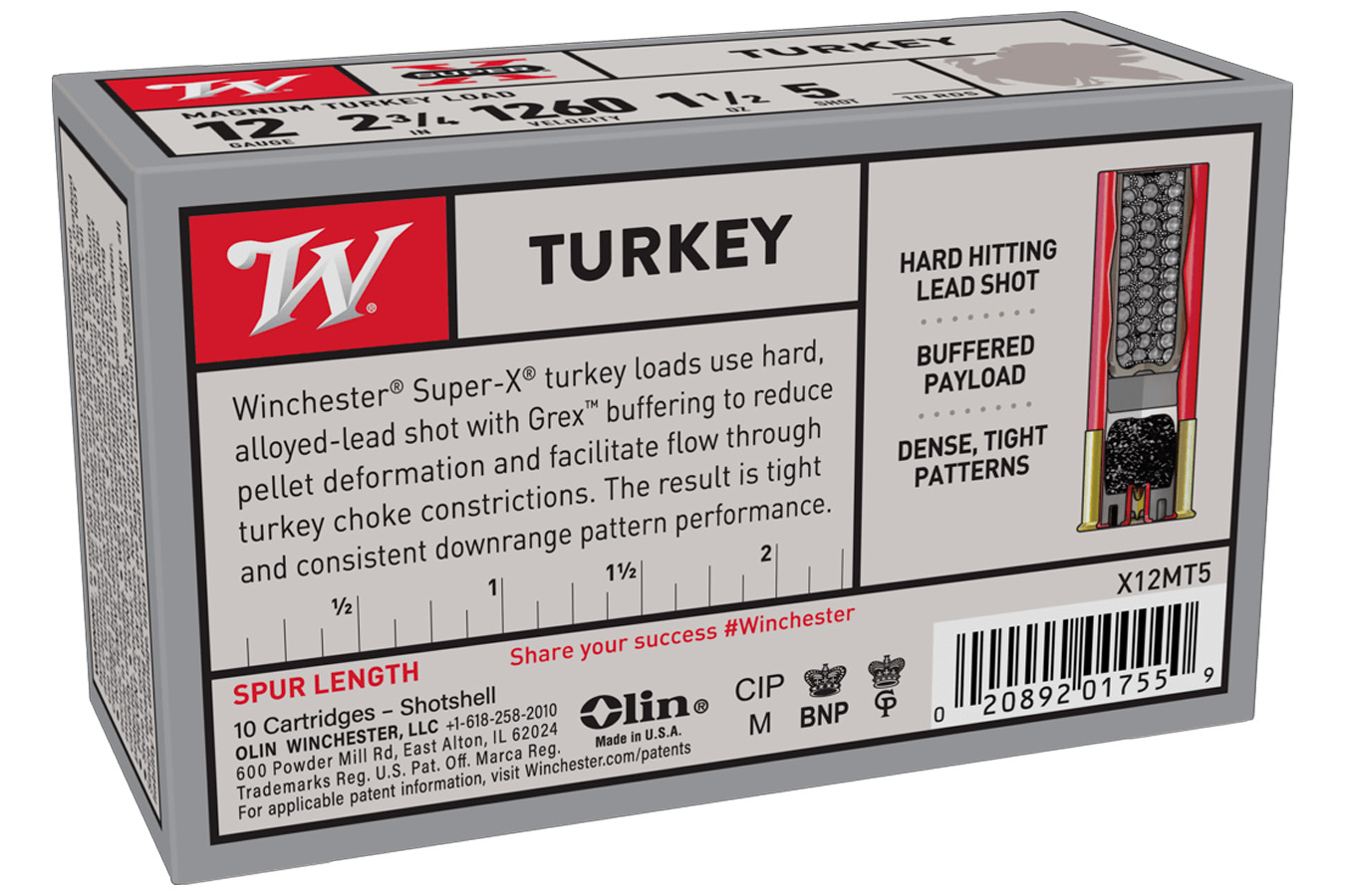 Winchester 12 Ga 2 3/4 in 1 1/2 oz #5 Shot Super X 10/Box